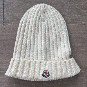Men's Unisex white / cream Moncler Beanie One Size Fits All